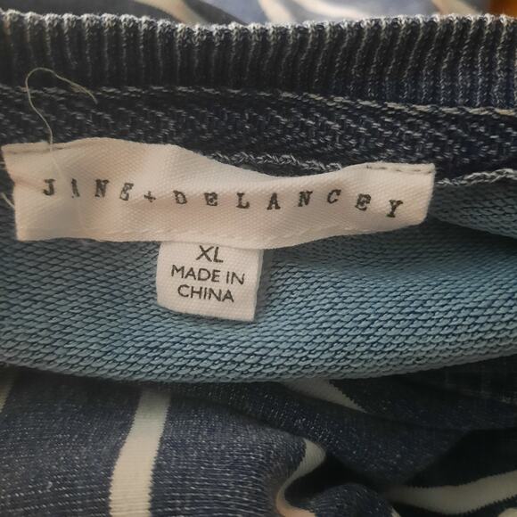 Jane + Delancey Womens Blue Denim Look With Long Sleeves Crewneck Size XL - Picture 4 of 7